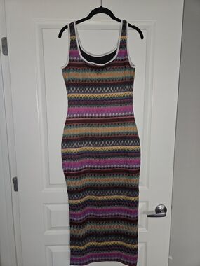 Boho Tank Multicolor Maxi Dress - Tribal Pattern Size M